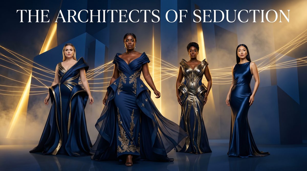 AI-generated editorial composition, The Architects of Seduction